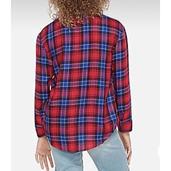 Justice Ladybug Red Perfect Plaid Button Up Collared Long Sleeve Shirt Size 8 - Picture 2 of 11